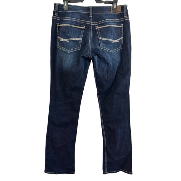 BKE Denim Payton Bootcut Jeans Womens Size 31XL Dark Wash Distressed Stretch Cot - Picture 2 of 7